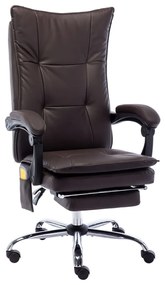 vidaXL Cadeira escritório c/ função massagem couro artificial castanho