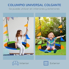 Baloiço de Jardim com Altura Ajustável com Cordas e Bandeiras para Cri