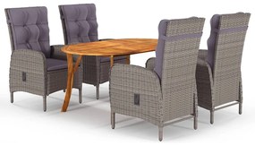 vidaXL 5 pcs conjunto de jantar para jardim cinzento