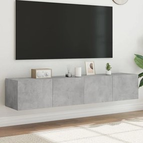 vidaXL Móveis de parede para TV com luzes LED 2 pcs cinzento cimento
