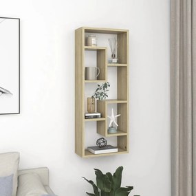 803014 vidaXL Estante de parede 36x16x90 cm contraplacado carvalho sonoma