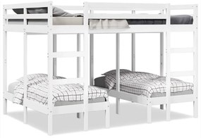 vidaXL Beliche triplo 140x200/70x140 cm madeira de pinho maciça branco