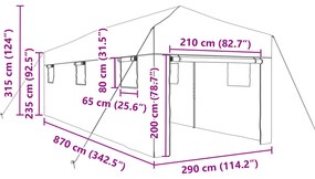 Estufa com telhado Manual Verde 290 x 870 x 315 cm Aço