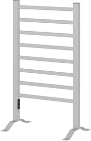 Toalheiro Elétrico de Parede ou Solo 150 W com Função de Temporizador e 8 Barras para Casa de Banho 53x35x90 cm Prata