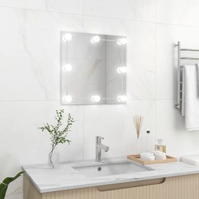 vidaXL Espelho de parede com luzes LED vidro quadrado