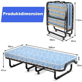 Cama dobrável com colchão de espuma e estrutura de metal resistente 200 x 80 x 40 cm Bege feito na Itália