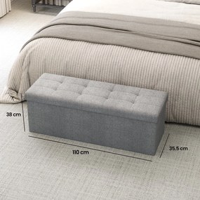 Banco com espaço de arrumação, 38 x 110 x 38 cm cinzento claro