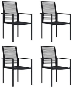 vidaXL Cadeiras de jardim 4 pcs vime de PVC preto