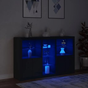Aparador com luzes LED 162x37x100 cm preto