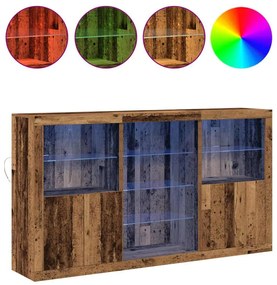Aparador com Luzes LED Madeira Velha 181,5 x 37 x 100 cm Madeira de En