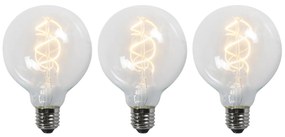 Conjunto de 3 Lâmpadas LED E27 Filamento Torcido G95 Transparente 5W 400lm 2200K