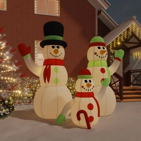 Família bonecos de neve insuflável com luzes LED 360 cm