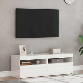 Móveis de TV com luzes LED 2 pcs 60x35x40 cm branco brilhante