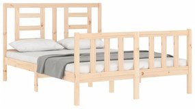 Estrutura de cama com cabeceira 140x190 cm madeira maciça