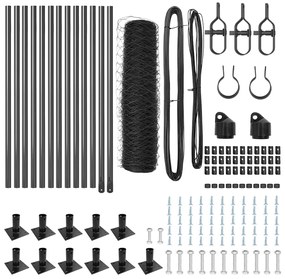 Conjunto de Cercas Conjunto de 2 Cinza Aço 25 x 0.5 m Durável