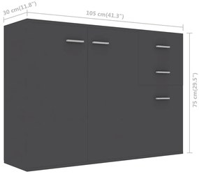 Aparador 105x30x75 cm contraplacado cinzento