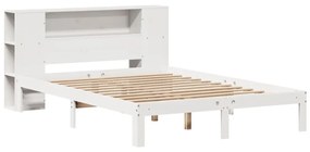 Cama com estante sem colchão 150x200 cm pinho maciço branco