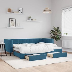 vidaXL Sofá-cama com gavetão e gavetas 80x200 cm veludo azul