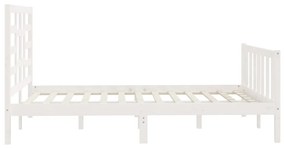Cama sem colchão 140x200 cm madeira de pinho maciça branco