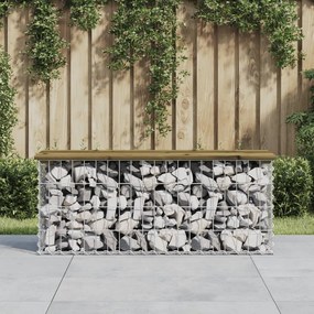 vidaXL Banco de jardim c/ design gabião 103x31,5x42cm pinho impregnado