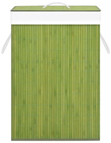 Cesto para roupa suja c/ secção única bambu verde