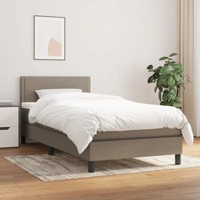 vidaXL Cama com molas/colchão 90x190 cm tecido castanho-acinzentado