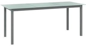 vidaXL Mesa de jardim em alumínio e vidro 190x90x74 cm cinzento-claro