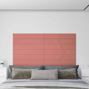 344108 vidaXL Painel de parede 12 pcs 90x15 cm veludo 1,62 m² rosa