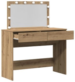 Mesa de Maquiagem com LED Carvalho Artesanal 100x40x120 cm