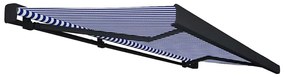 Toldo motorizado com caixa 500x300 cm azul e branco