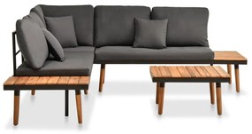 4 pcs conj. lounge jardim c/ almofadões madeira acácia maciça