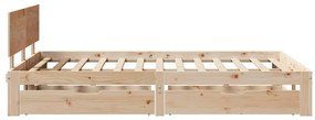 Estrutura de cama c/ gavetas 160x200 cm madeira de pinho maciça