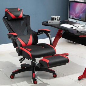 Cadeira de escritorio gaming ergonômica Altura ajustável Encosto ajustável Vermelho