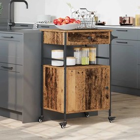 vidaXL Carrinho de Cozinha Madeira antiga 56 x 43 x 89.5 cm