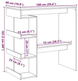 Mesa de bar com prateleiras 100x48x101,5 cm carvalho artisiano