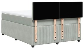 Cama com molas/colchão 140x190 cm veludo cinzento-claro