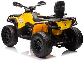 Moto 4 elétrica para crianças 12V Can Am Outlander 4x4 com controlo remoto, rodas Espuma EVA, assento couro Carga até 50Kg Amarela