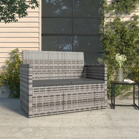 vidaXL Banco de jardim com almofadões 105 cm vime PE cinzento