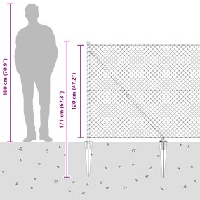 Cerca de Cadeia com 7 Postes de Espeto 1.2 x 10 m Aço Galvanizado