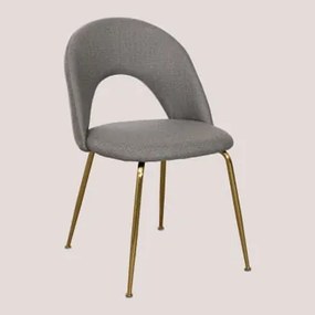 Cadeira de Jantar Estofada em Tecido Glorys Style Toupeira & Dourado - Sklum