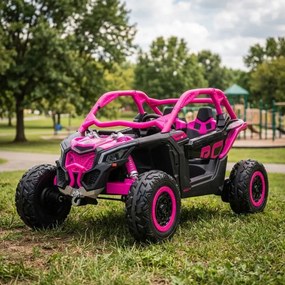 Carro elétrico para crianças 1 a 7 anos 24V 4x4 MP4 CAN-AM Maverick Buggy Rosa