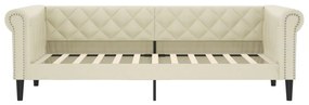 Sofá-cama 100x200 cm couro artificial cor creme