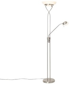 Candeeiro de pé em aço com LED e dimmer com luz de leitura - Empoli Moderno