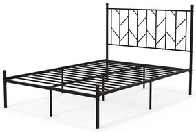 Estrutura de cama de plataforma metálica com cabeceira e base de colchão silenciosa 197 x 141 x 113 cm Preto
