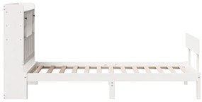 Cama com estante sem colchão 75x190 cm pinho maciço branco