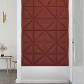 Painel parede 12 pcs 30x30cm couro art. 0,54 m² vermelho tinto