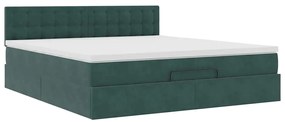 Estrutura de cama otomana com colchão 160x200 cm verde escuro