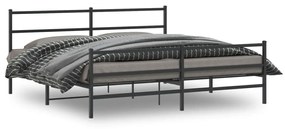 355390 vidaXL Estrutura de cama painéis cabeceira e pés 200x200cm metal preto