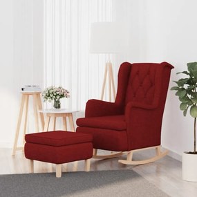 vidaXL Poltrona de baloiço com banco tecido vermelho tinto