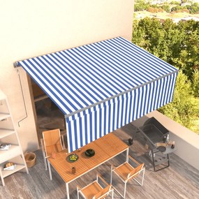 Toldo retrátil automático com estore 4x3 m azul e branco